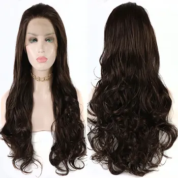 

Bombshell Long Wavy Brown Girl 13*3 Synthetic Rubber-Free Front Lace Wig, Heat-Resistant Fiber Fashion Female Wig