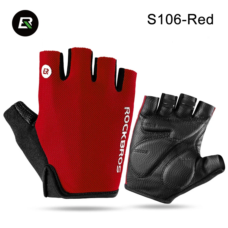ROCKBROS, велосипедные перчатки, мужские велосипедные перчатки, перчатки для горного велосипеда, перчатки для горного велосипеда, спортивные, дышащие, для тренажерного зала, Нескользящие,, велосипедное снаряжение - Цвет: s106-Red