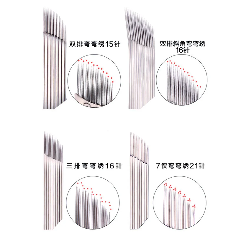 

Special Shape Microblading 10PCS Multifunction Double Row Needle Eyebrow Manual Tattoo Blade For Permanent Makeup Embroidery Pen