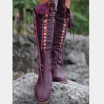 

High Quality Over The Knee Women Boots Soft Leather High Straps Slim Large Size Pink Women's Long Boots 2019 Shoes Woman