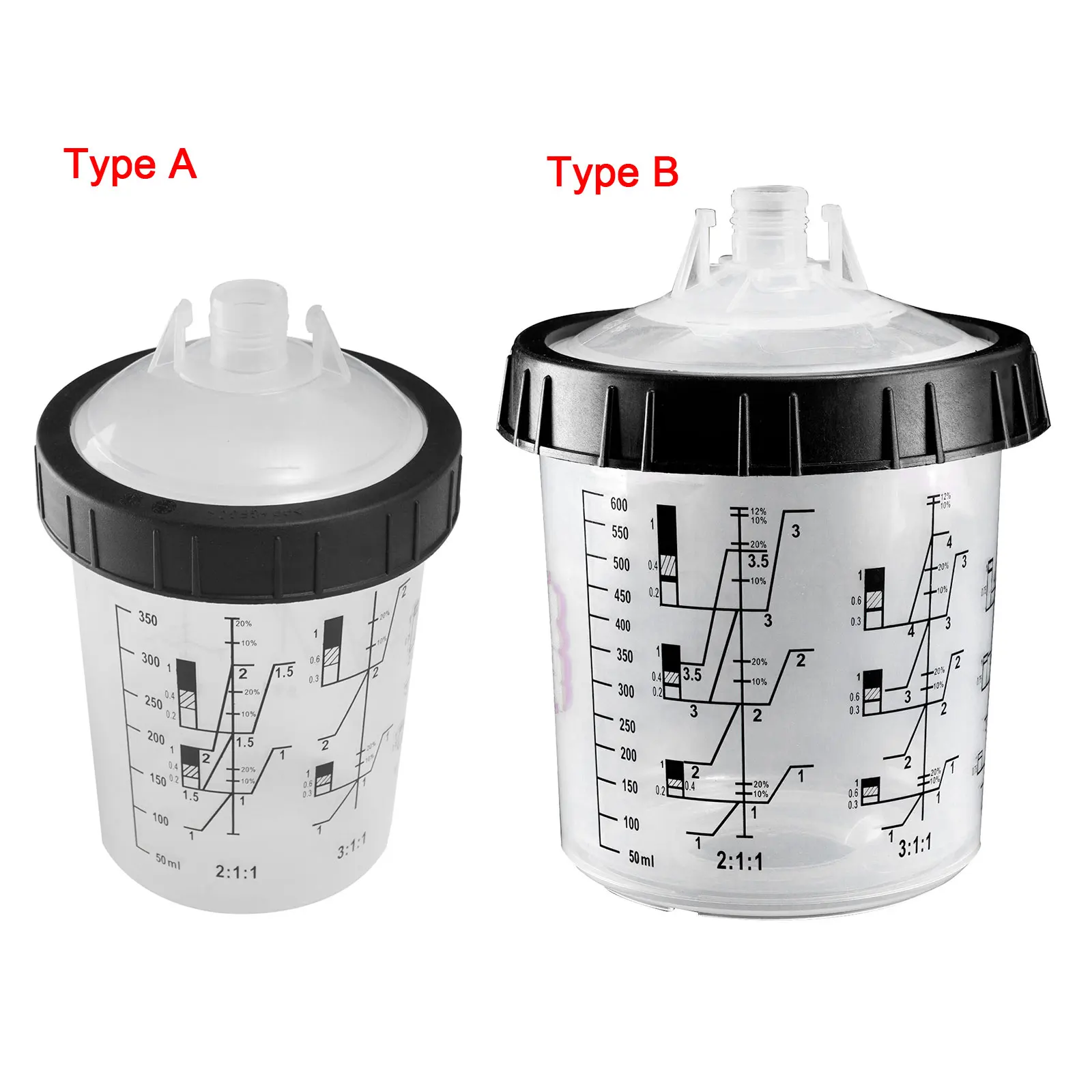 

4Pcs Paint Mixing Cups Type H/O Quick Cups Hard Inner Cup Lids with Liners Kit 160ml 400ml 600ml 800ml Spray Gun Power Tools