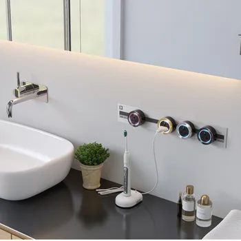 

Wall Embedded Wireless Power Track 750mm Electrical Orbital Sockets UK 4 Adapters Flexible Outlet Black Gray Silver Champagne Q