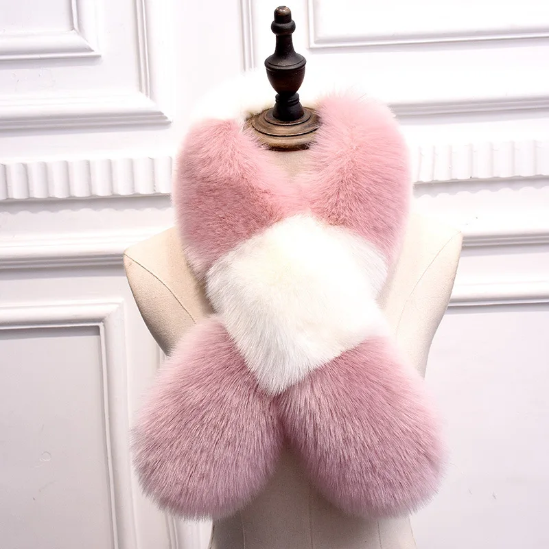 

Crossing Leather And Fur Heavy Seta Lead Grace Temperament Winter Keep Warm Lint Fox Mao Pinjie Scarf