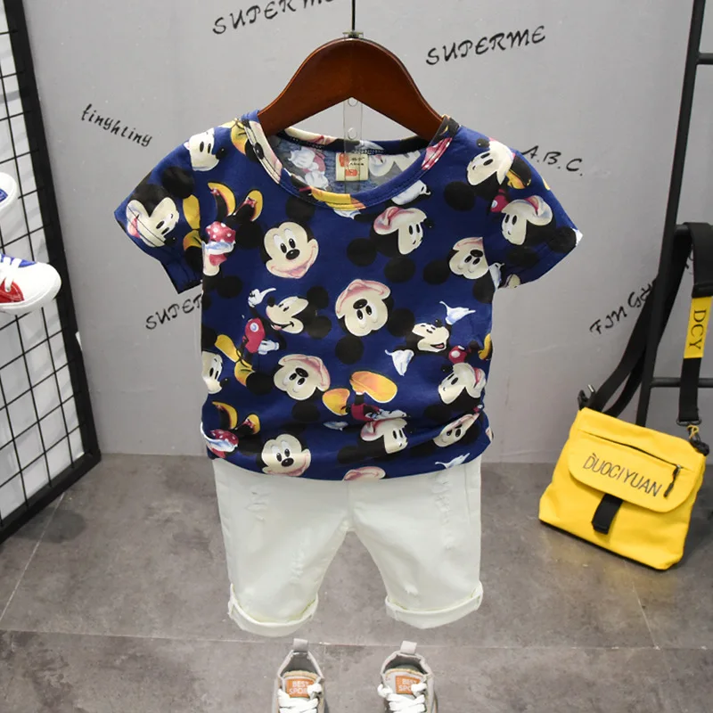 

summer cartoon mickey fashion print t-shirt baby boys cotton o-neckt-shirt kids for children tee 2-7 yrs