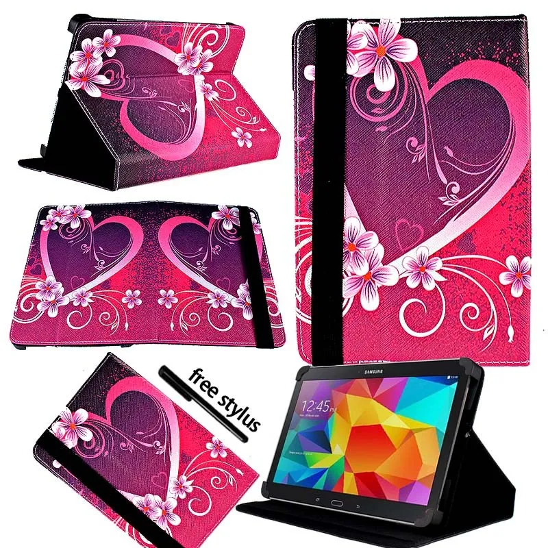 KK&LL для samsung Galaxy Tab 4 10,1 SM-T535 SM-T533 SM-T536-Кожаная подставка для планшета Чехол-книжка чехол+ Бесплатный стилус - Цвет: Love Heart
