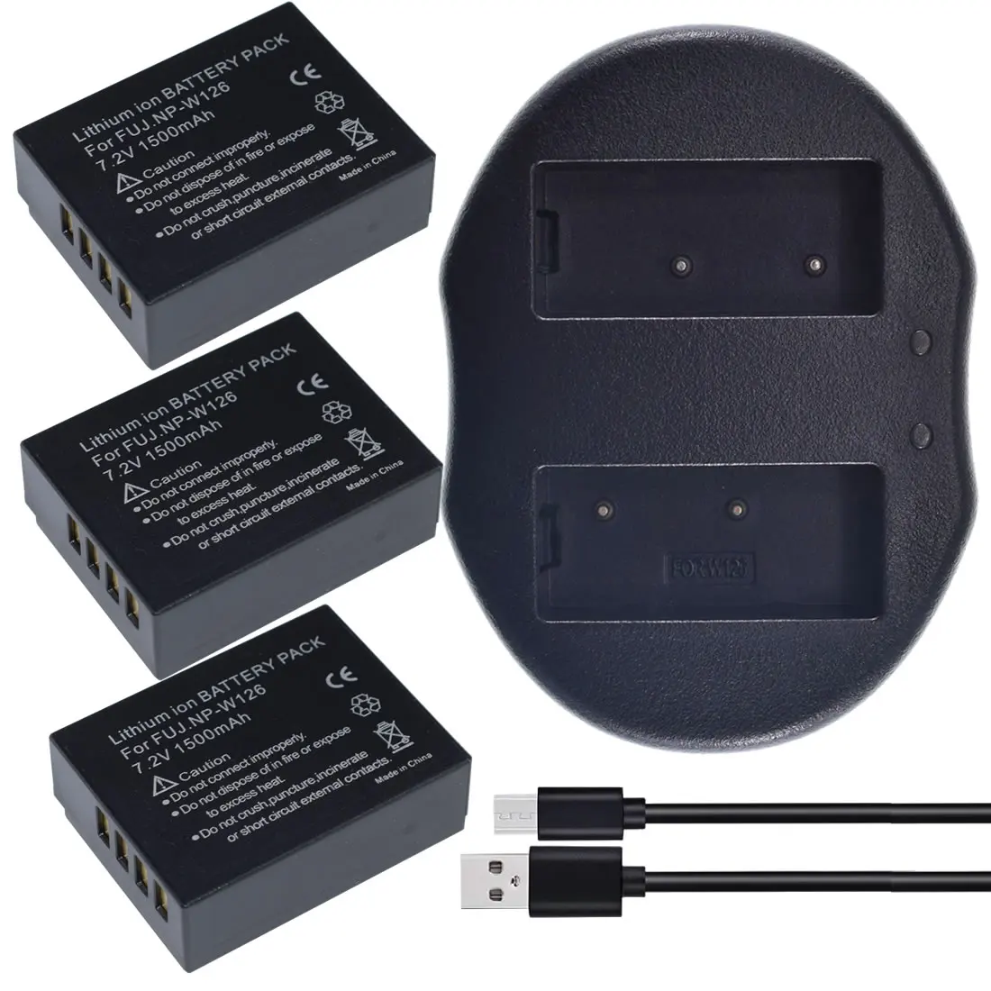 Аккумулятор 1500 мА · ч NP-W126S NP-W126 NP W126 W126S (3 упаковки) + двойное зарядное устройство