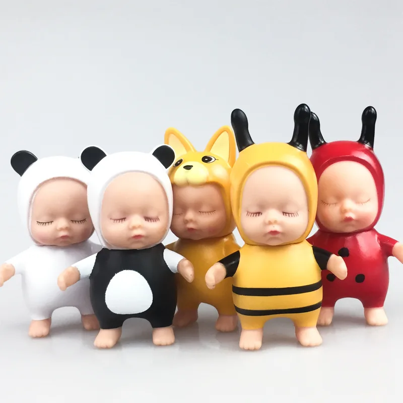 

1PC Mini Reborn Baby Dolls Panda Bee Rabbit Cartoon Cute Sleeping Baby Accessories Little Toys Christmas Figure Decoration
