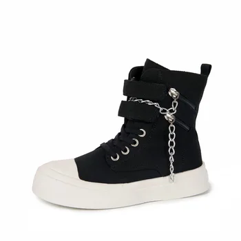 

2020 Spring and autumn new girls' boots breathable chain fashion children's Martin boots wild canvas boys short boots laces