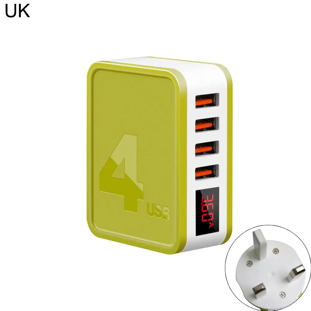 5V 3.6A 4 USB настенное зарядное устройство быстрое зарядное устройство светодиодный дисплей Напряжение тока для iphone XR XS MAX 8 Redmi Note 7 huawei samsung - Тип штекера: UK plug