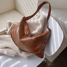 Однотонные сумки через плечо из искусственной кожи для женщин, вместительные сумки через плечо, женские винтажные сумки