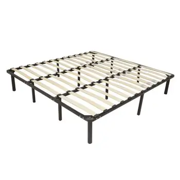 

79*75*14 Wooden Bed Slat And Metal Iron Stand King Size Iron Bed Black Color