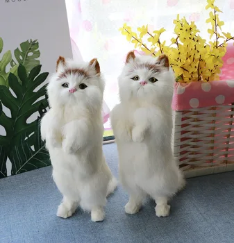 

Simulation Cat Animal Model Beckoning Cat Ornaments Height 27Cm Fur Crafts Gifts