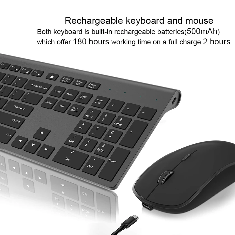 Francês sem fio teclado mouse conjunto recarregável