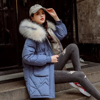 

New Style Autumn & Winter down Jacket Women's Short Large Fur Collar Loose-Fit Cotton-padded Clothes INS Coat Online Celebrity D