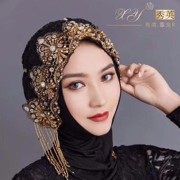Модные шали с бриллиантами, мусульманские женские хиджабы с кисточками