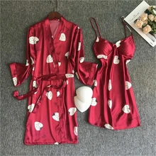 Ночная рубашка в Корейском стиле; повседневная домашняя одежда; пикантные милые лямки; банный халат; комплект из двух предметов с принтом; женский халат