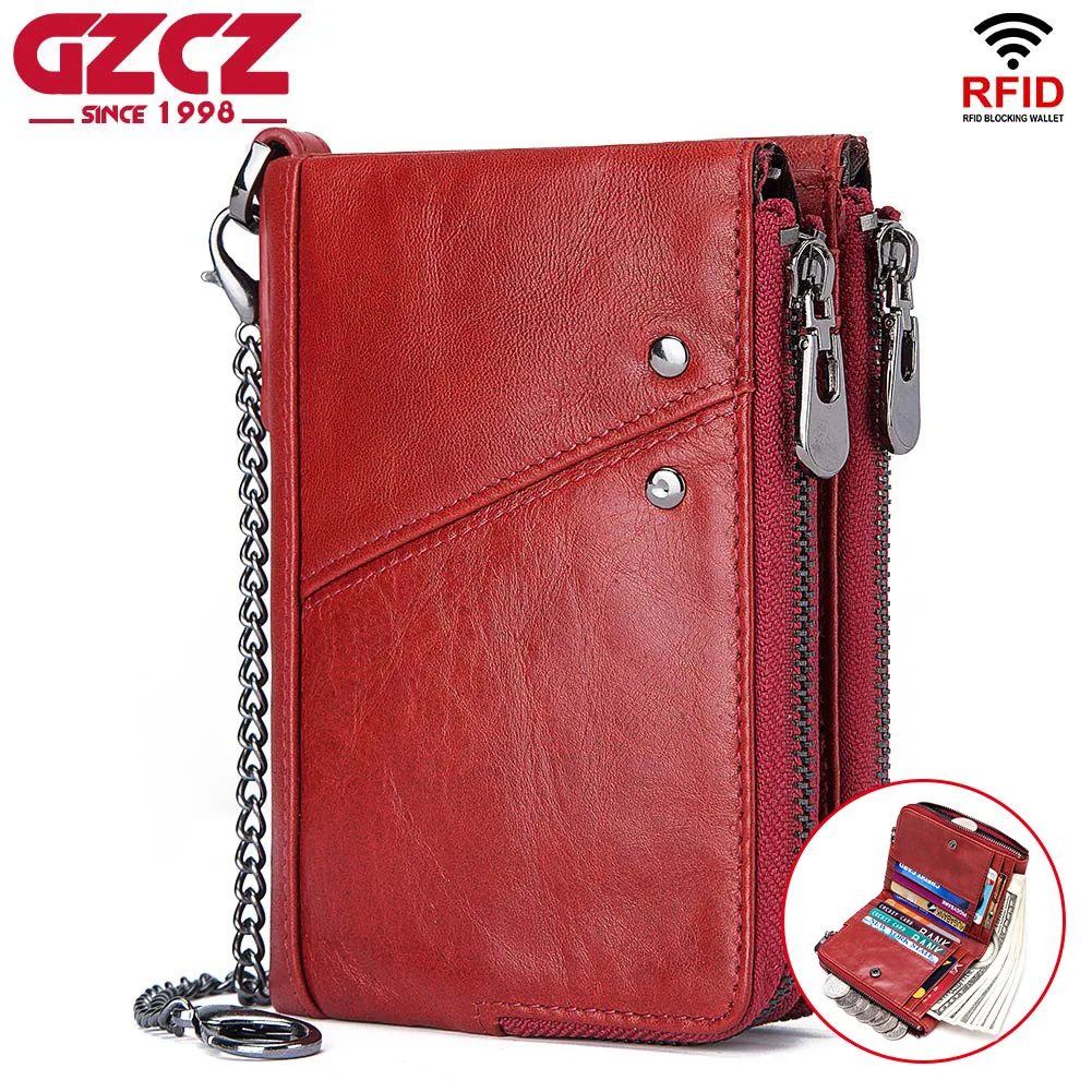 Women Wallet Short Id-Card-Holder GZCZ Genuine-Leather Purse Coin-Pockets Rfid Female