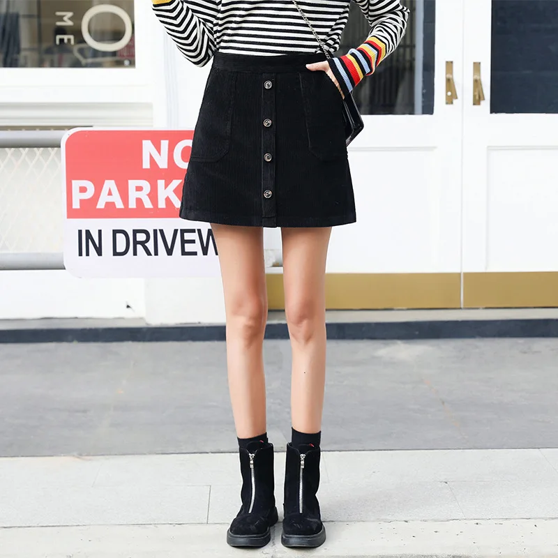 

Corduroy Skirt Women's Autumn And Winter 2019 New Style Slimming Retro Short Skirt High-waisted with Sweater A- line Skirt Versa