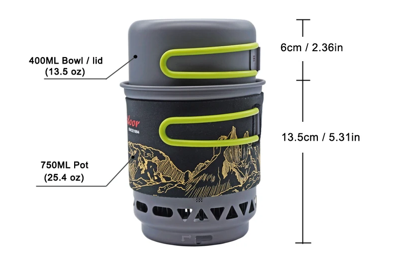  APG Camping Cookware Bowl Pot Pan Combination Portable Tableware gas cooking system stove outdoor c