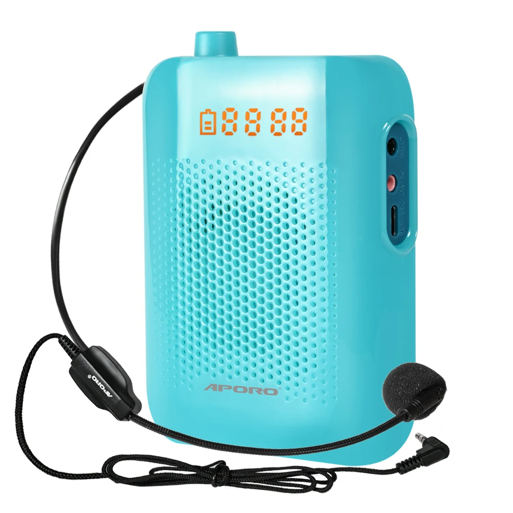 

20W Voice Amplifier Portable Mini with Sound-amplifying Music Playing Wired Microphone Headset for Classroom Meetings