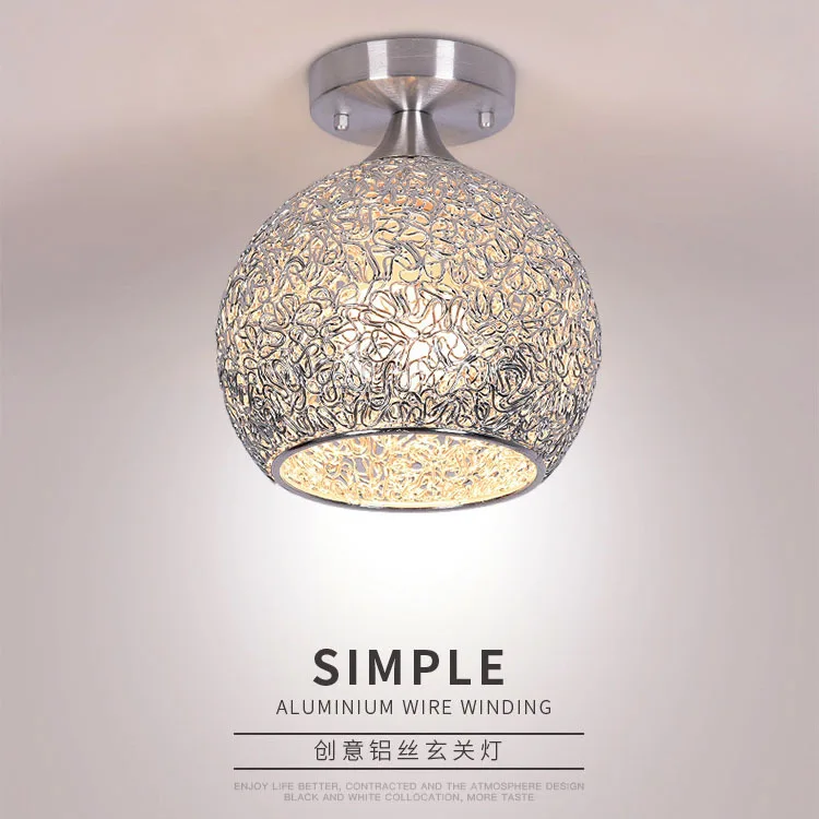 

Cross Border Minimalist Modern Creative Foyer Cloak Room Entrance Corridor Balcony Hallway Silver Aluminum Ceiling Lamp