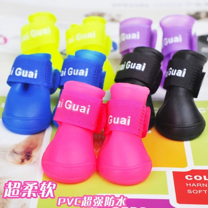 

4pcs/lot S/M/L for Dogs Booties Rubber Portable Anti Slip Waterproof Pet Dog Cat Rain Shoes Pet Dog Rain Shoes