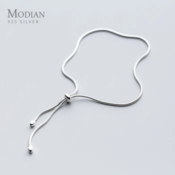 

Modian Minimalism Sterling Silver 925 Bracelet for Women Adjustable Charm Bracelet Japanese Style Fine Jewelry Girl Gift