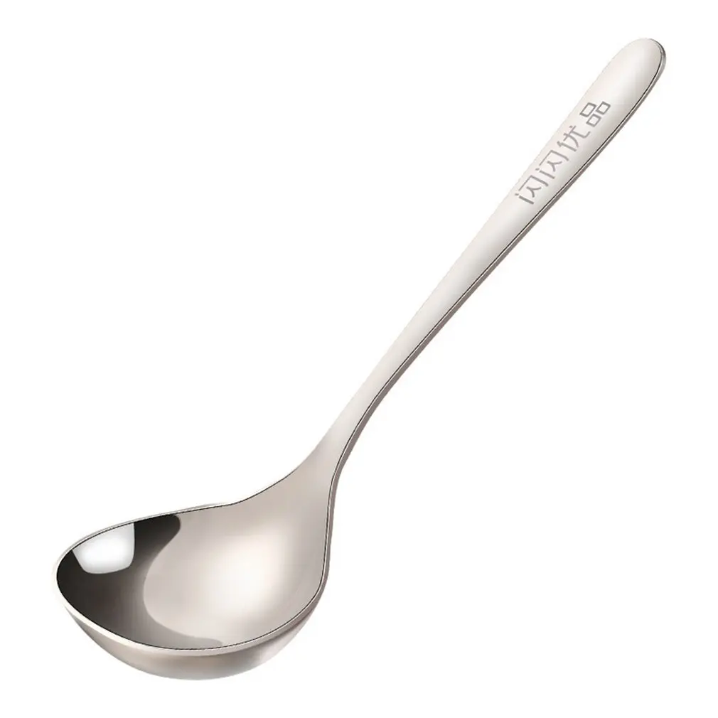 Серебристый Питьевой ложка Нержавеющая сталь рамен, ложка коммерческих 304 маленькая ложка ложки с длинной ручкой в Корейском стиле коммерческих творческий - Цвет: Серебристый