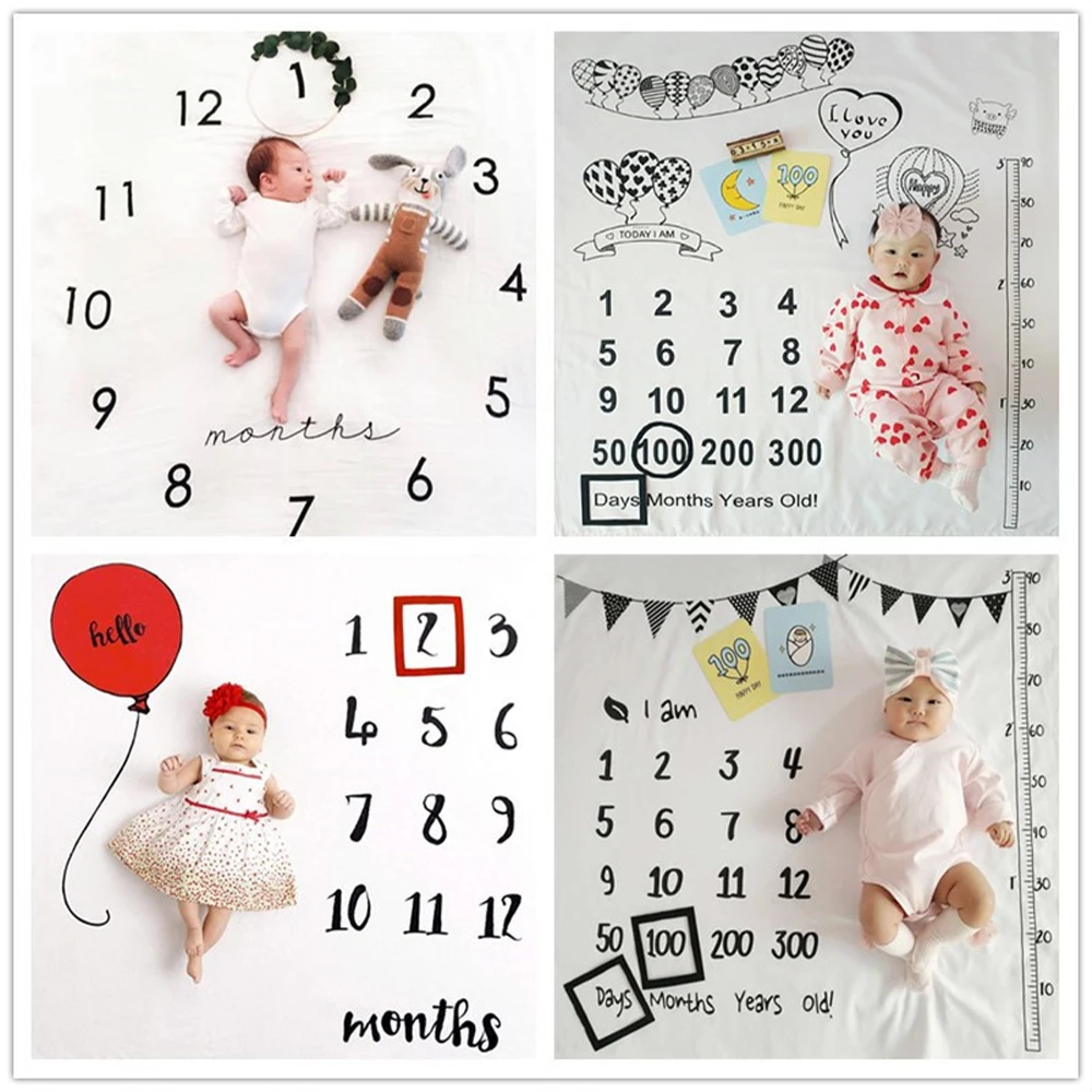 

Newborn Baby Monthly Growth Milestone Blanket, Photography Props, Cloth Background, Memorial Carpet