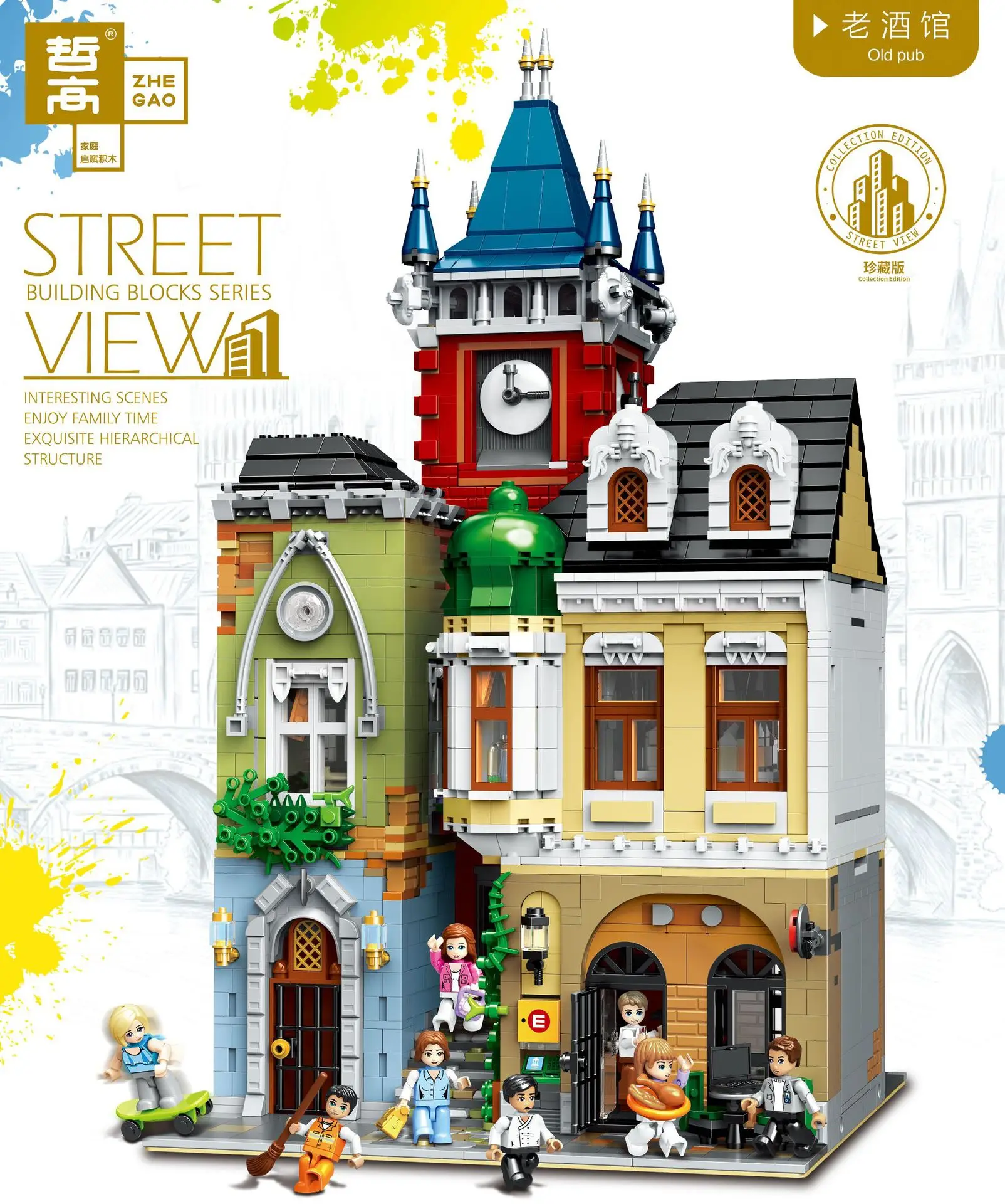 MOC, 4030 шт., серия City Streetview, кирпичный Старый город, паб, модель, строительные наборы, блоки, кирпичи, детские игрушки, подарки, рождественский подарок