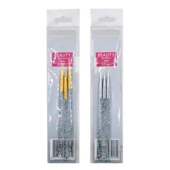 

3Pcs Acrylic Sequin Rod Pull Pen UV Gel Nail Painting Line Brush Manicure Kit 667D