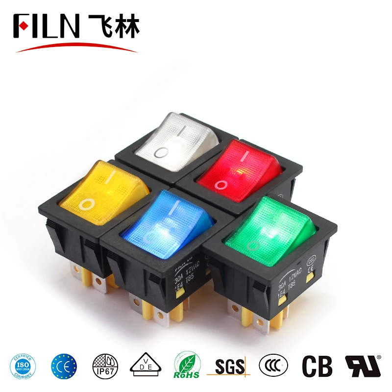 FILN ON-OFF 30A/12V 30A/250v Heavy Duty 4 pin Not Waterproof T85 1E4 ...