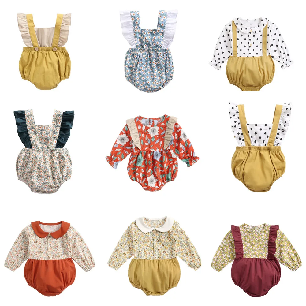 Nuova Primavera Bambino Del Bambino Dei Bambini Del Bambino Della Ragazza Floreale Pagliaccetto 0 1 2 3 Anni Vestiti Del Bambino Neonati Vestiti Del B