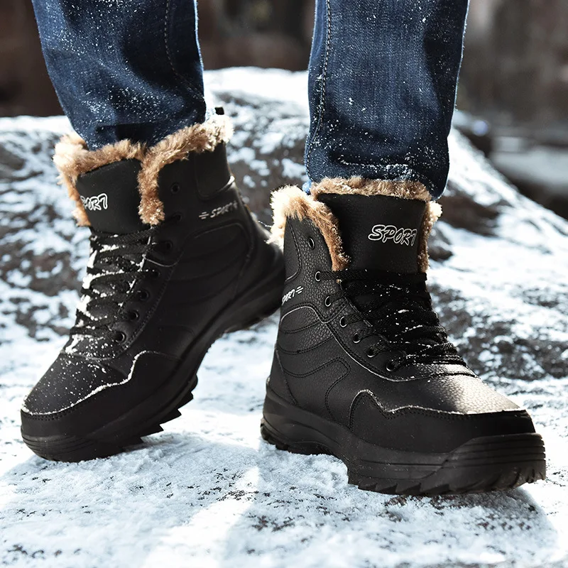 

Snow Boots Men's Winter Warm plus Velvet Hose Northeast Large Size Cotton-padded Shoes Outdoor Waterproof Anti-slip Hight-top ME