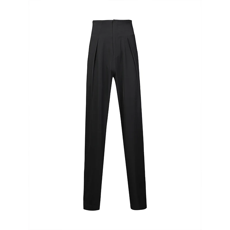 dance outfits for guys Latin Dance Pants Men Stretch High Waist Loose Balck Latin Trousers Adult Cha Cha Ballroom Dance Competition Clothes DNV15351 mens dance attire Stage & Dance Wear