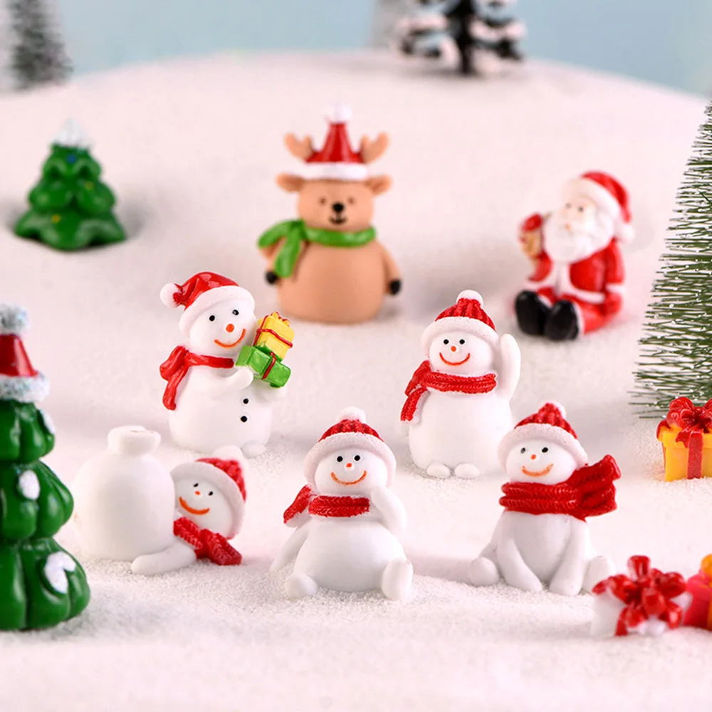 1 шт. миниатюрный Снеговик Санта Клаус Олень рождественские статуэтки, микро пейзаж кукольный домик орнамент игрушки Сказочный Сад бонсай Декор