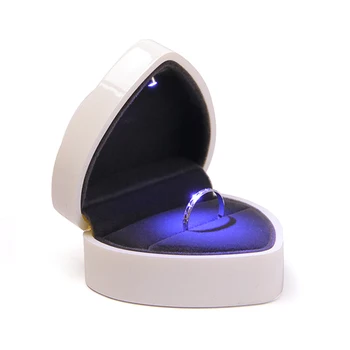 

Proposal Wedding Storage Heart Shape Marriage Jewelry Holder Ring Box Organizer LED Light Display Velvet