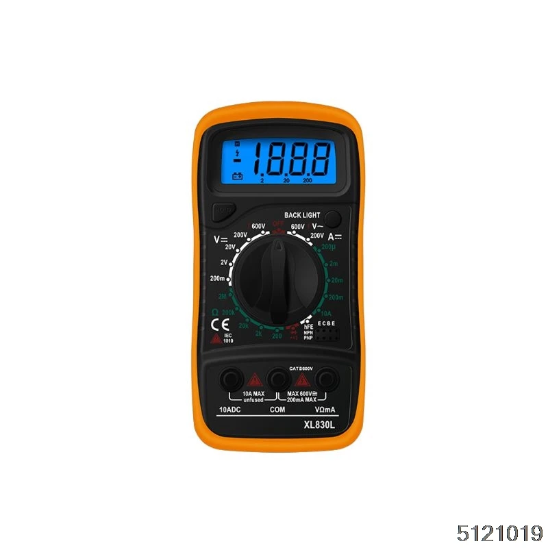 XL830L Digital Multimeter Handheld LCD Backlight AC/DC Ammeter Voltmeter Resistance Transistor Ohm Tester Meter Multifunction