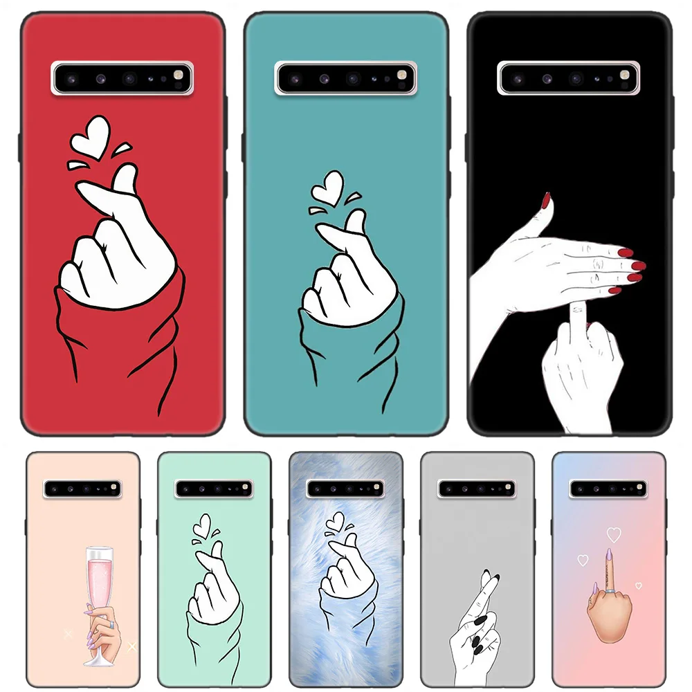 

Black Soft Silicone Case Cover for Samsung Galaxy S7 S8 S9 S10 5G S10E J4 J6 J8 M20 Note 8 9 10+ Edge Plus 2018 Love on the fing