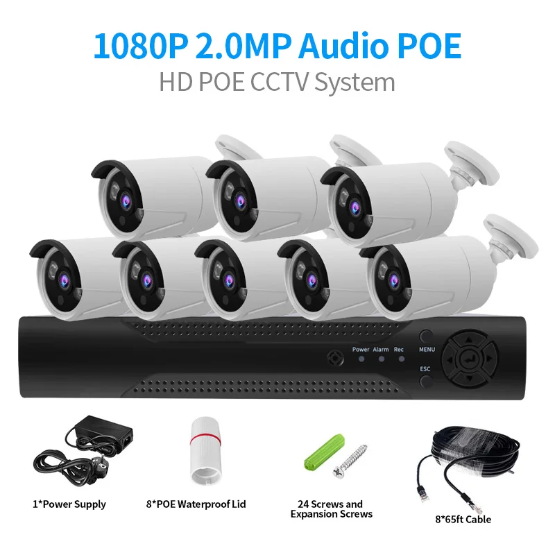 Камера видеонаблюдения 4 канала 2 МП POE NVR 1080P IP ИК ночное видение детектор движения