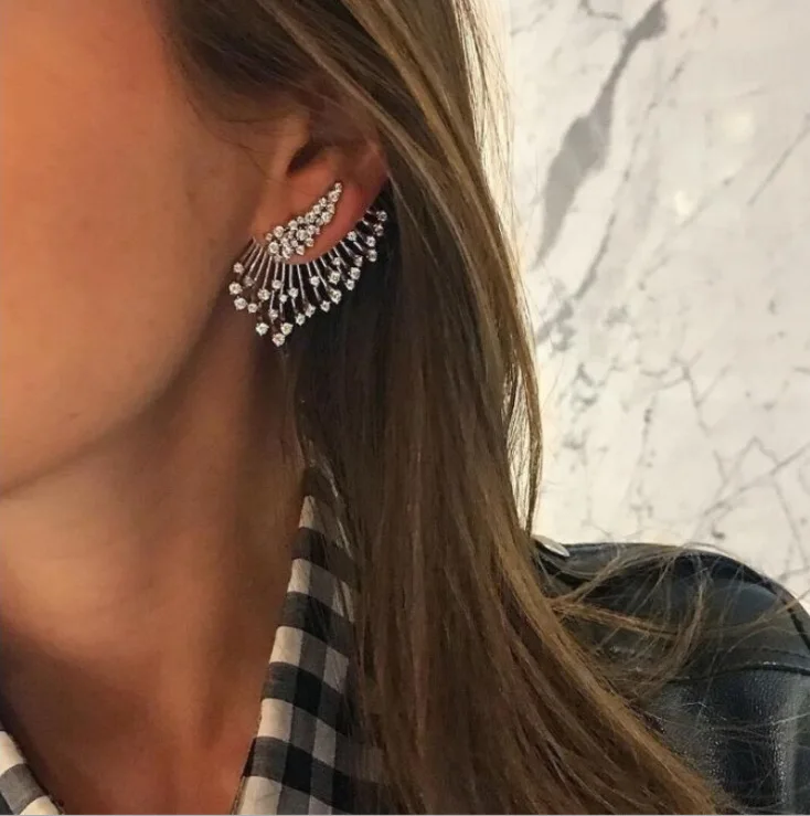 Crystal Flower Drop Earrings for Women Fashion Jewelry Rhinestones Earrings Gift for Party Best Friend Drop Earrings