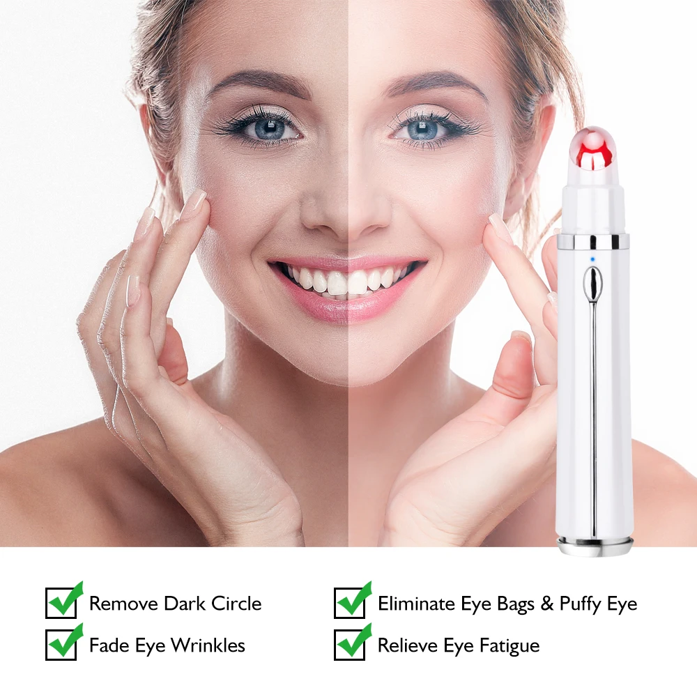 USB аккумуляторная ручка для массажа глаз удаления темных кругов и морщин