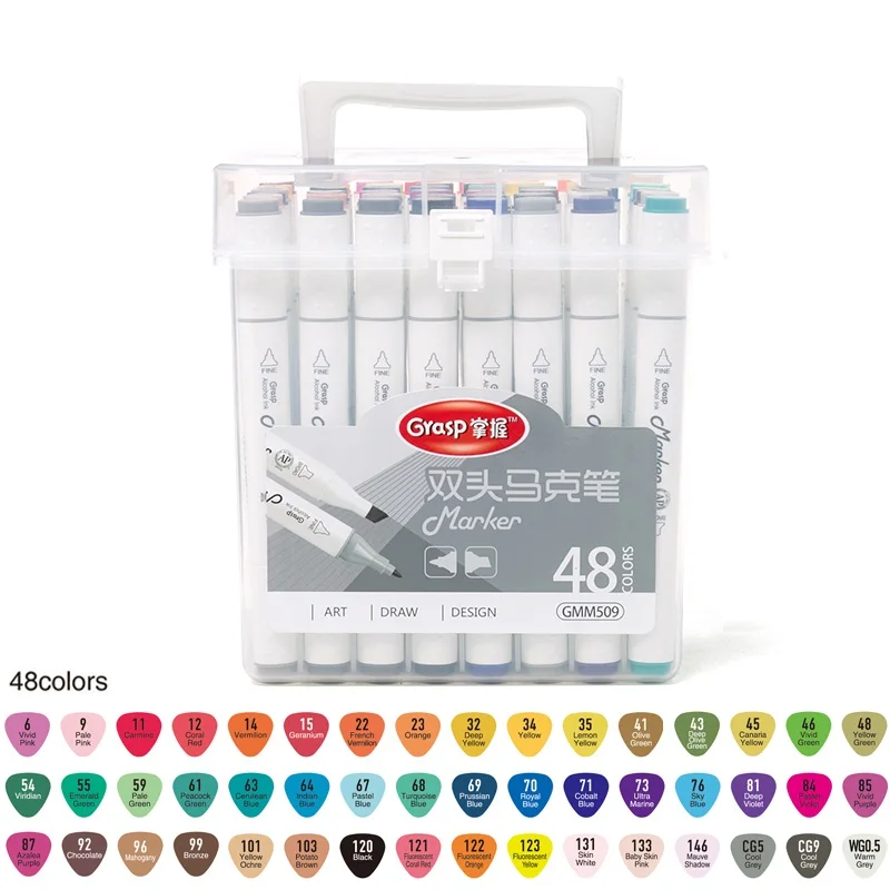 24/48/60/80/120 Color Art Markers Set Dual Headed Artist Sketch Oily Alcohol based markers For Animation Manga - Цвет: Triangle Anime 48