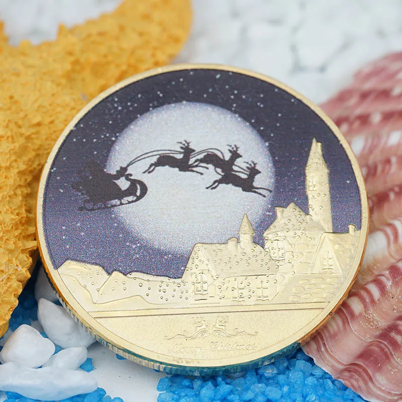 Европейские и американские рождественские цветные памятные монеты рождественские медали металлические монеты