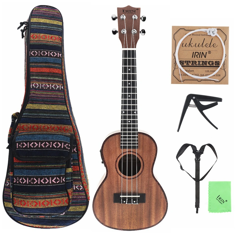 

24 Inch Electroacoustic Ukulele Edge 18 Fret Four Strings Hawaii Guitar Built-in EQ Pickup + Bag + Capo + Strap + String + Cloth