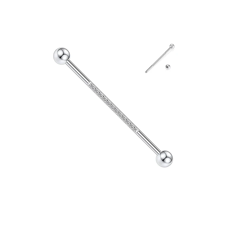 16G 34-38mm G23 Titanium CZ Industrial Barbell Ear Cartilage Helix-Conch Piercing Bar Earring Stud Body Jewelry piercing jewelry body piercing earrings ear piercing jewelry metal jewelry body piercing jewelry body jewelry