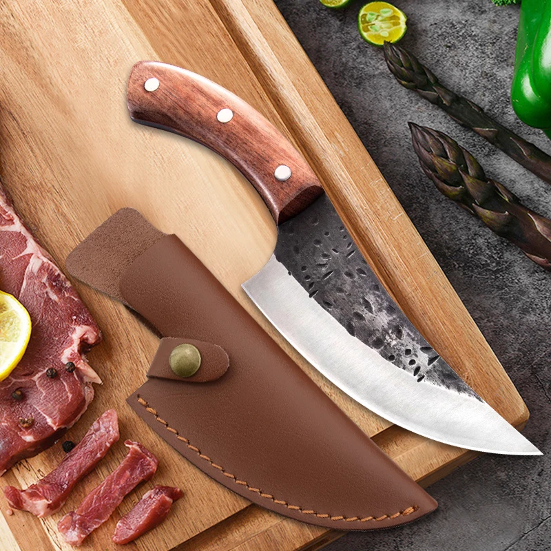 Нож для мясника кованый нож обвалки Высокоуглеродистая Сталь Убойный с защитной