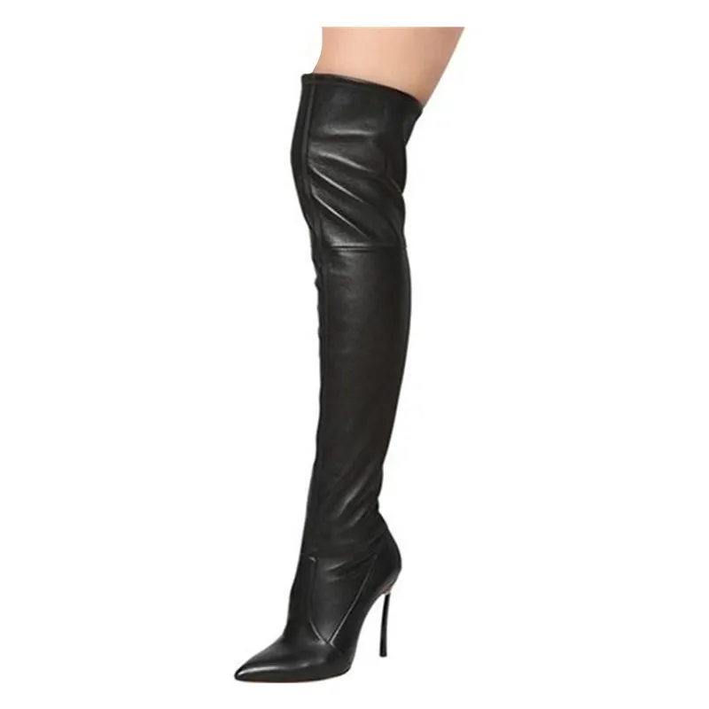 

Top Women's Sexy Over The Knee Boots Winter Woman High Heel Shoes Black Red Fashion Thigh High Boots 2018 5-9