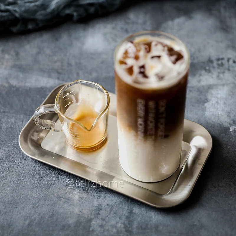 

Cafe restaurant with stainless steel plate small tray for beverages, desserts, food, dinner plate, matte metal plate