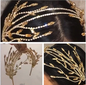 

Baroque Bride Crowns Tiaras Headwear Fashion Golden Crown Bridal Marriage Leaf Hair Accessories 2020 Wedding Headband Headpieces